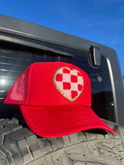 Checkered Heart Trucker Hat